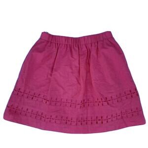 Crown & Ivy women coral reef Cut Out Eyelet Linen Elastic Waist Mini Skirt Sz 6